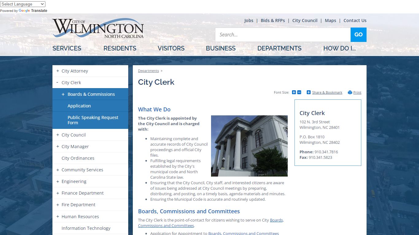 City Clerk | City of Wilmington, NC - Wilmington, North Carolina